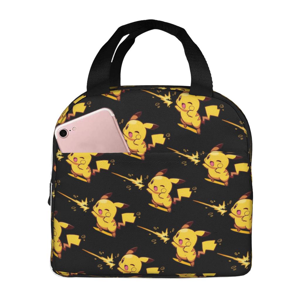 Custom P-Pikachus Portable Lunch Boxes Women Men Multifunction Cartoon Thermal Cooler Food Insulated Lunch Bag School Student
