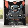 Милое Фланелевое Одеяло с Мультяшным Узором 'S-Stitch', Ультра Мягкий Теплый Плюшевый Плед для Дома, Спальни, Кровати, Дивана, Походный Пикник, Подарок для Детей