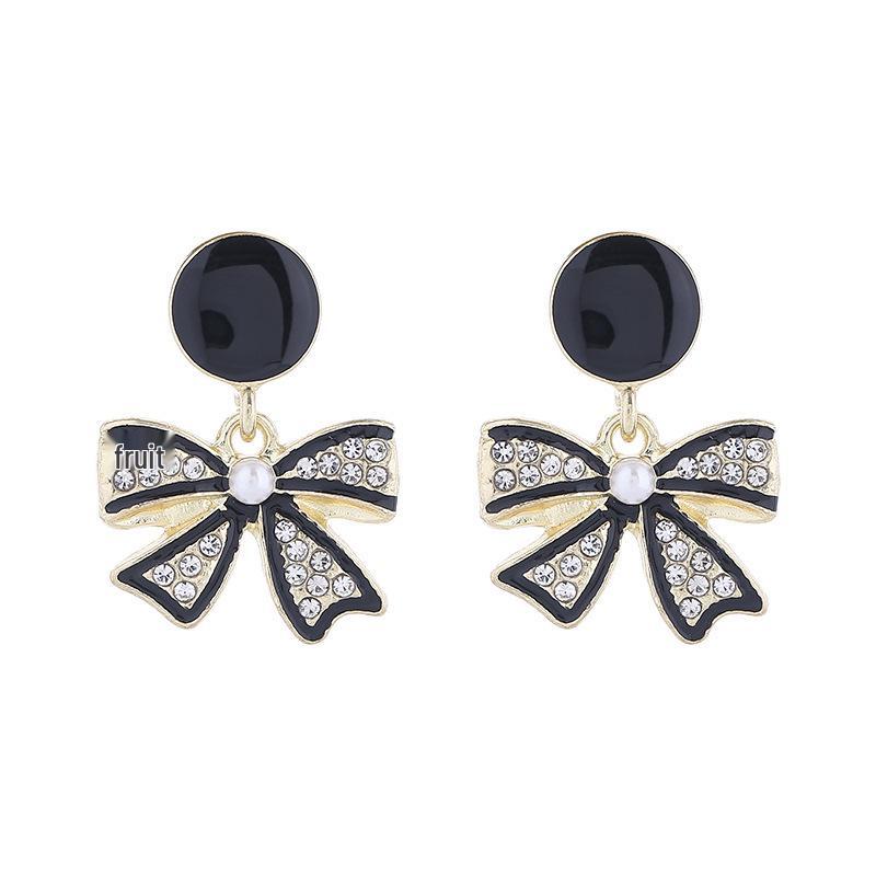 Elegant Faux Diamond Bow Earrings - Trendy, Unique, and Versatile Design