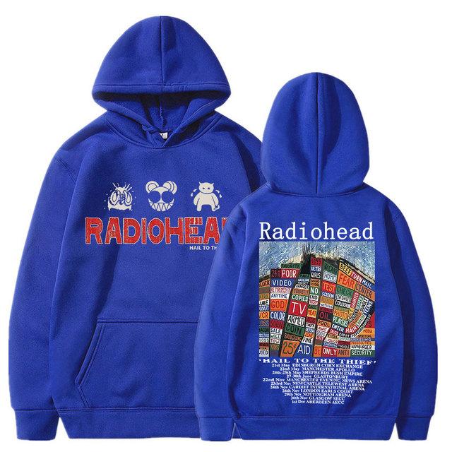 Radiohead Vintage Print Hoodie Hip Hop Rock Band Hail To The Thief Music Album Men's Sweatshirts Streetwear Tracksuit Oversize