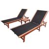 VidaXL Sun Loungers 2pcs and Table Solid Acacia Wood and Textilene