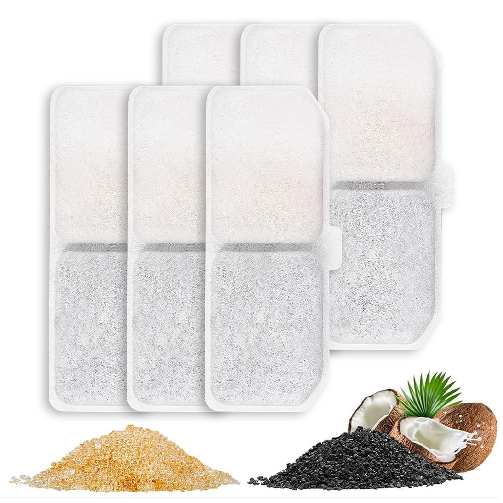 Dog Water Fountain Filter Replacement 6/12Pack Rectangle Carbon Filters for Large Capacity Automatic Pet Fountain