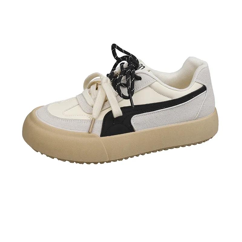 2024 женские кроссовки на толстой подошве, удобная повседневная модная обувь, повседневные низкие теннисные туфли на плоской подошве со шнуровкой для женщин