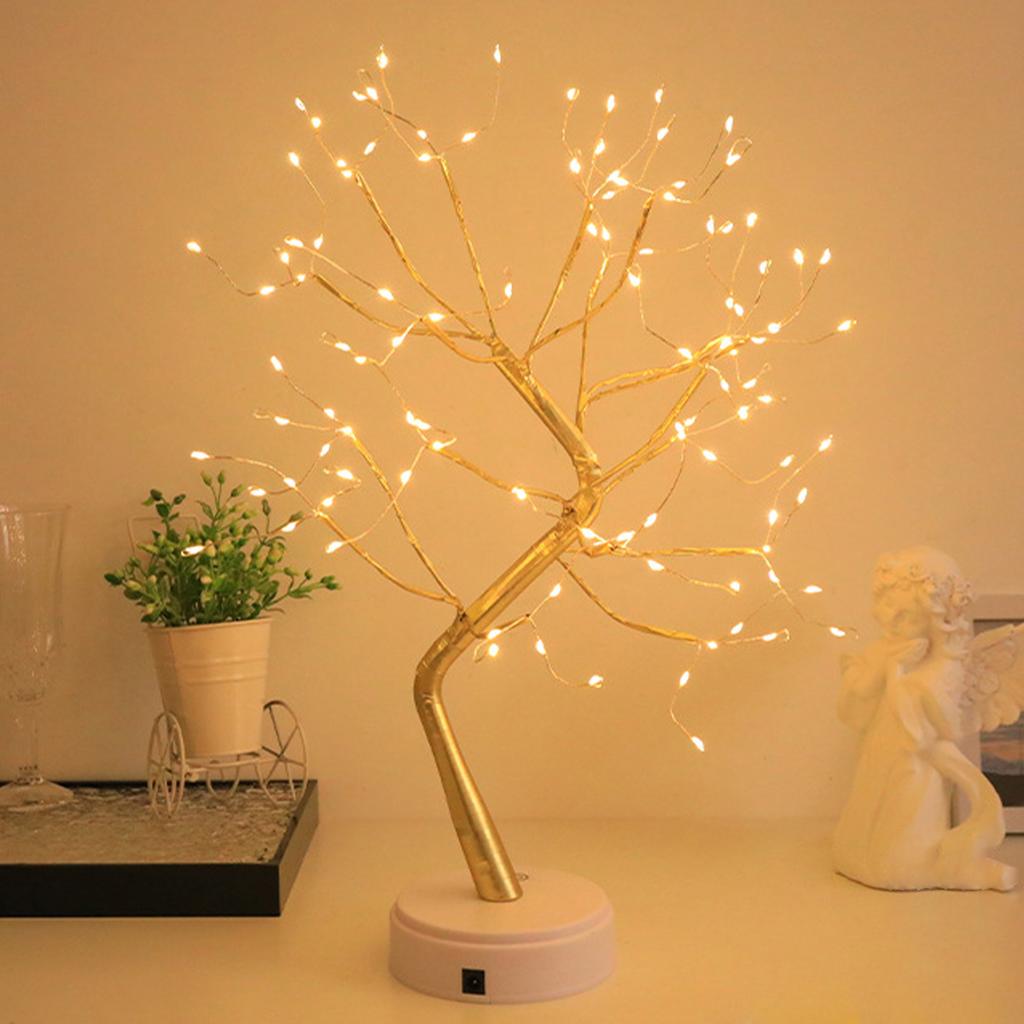 36/72/108 Светодиодная лампа-бонсай, настольная USB-лампа для комнаты, ночник с 8 режимами, проволочная лампа для спальни, настольная лампа, ночник с переключателем, рождественские DIY-огни
