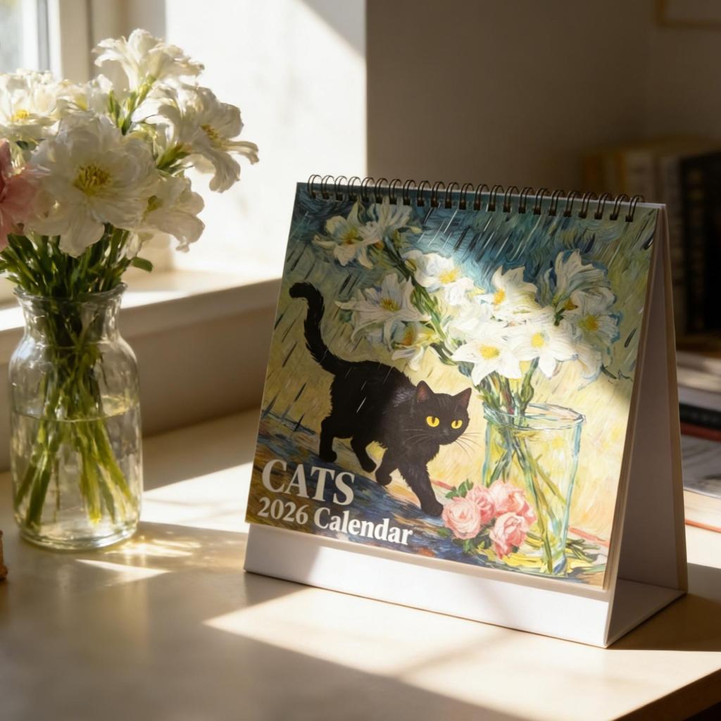Large Grid 2026 Cat Calendar, with Marked Holidays, Cute Wall Planner for Home Office, Purrfect Gift for Cat Owners