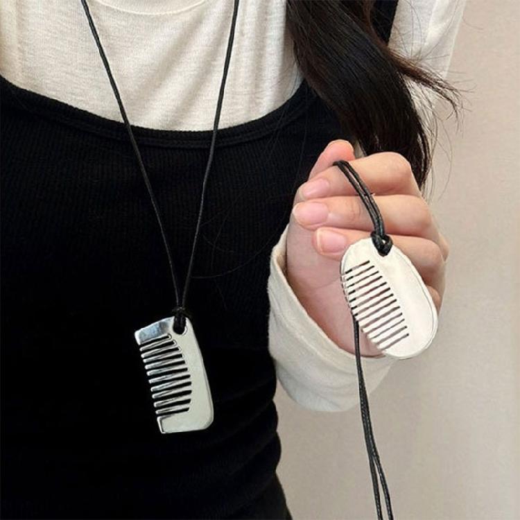 Современное ожерелье из сплава в форме расчески, полированная отделка, цепочка для ключицы, повседневный модный аксессуар