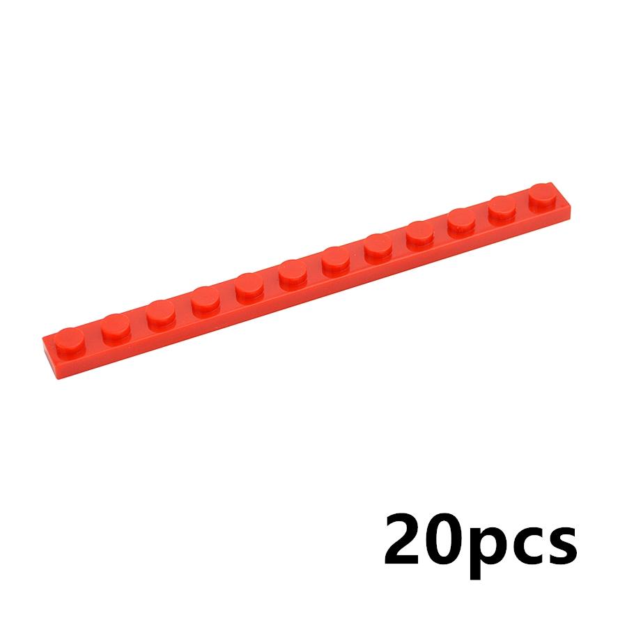 20Pcs MOC Thin Bricks 60479 Plate 1x12 Dots Model Building Blocks Bulk Colorful Parts DIY Educational Technical Classic Kid Toy