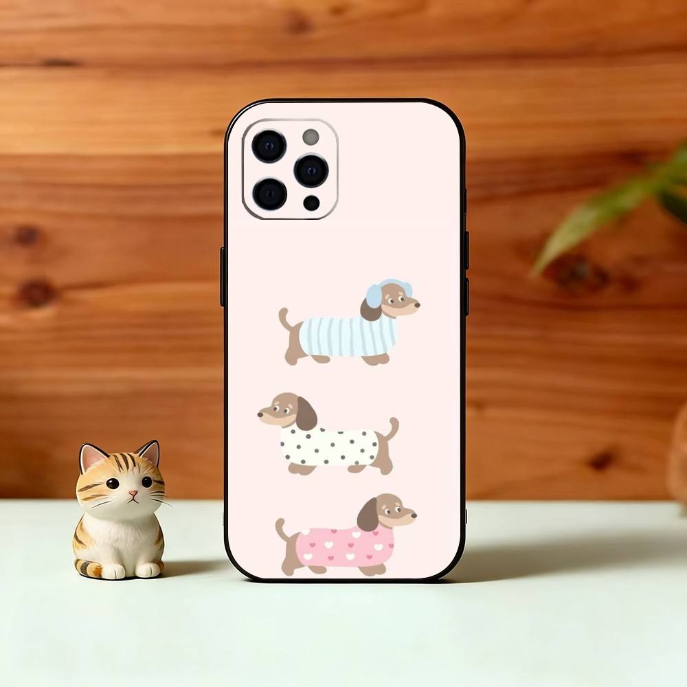 Милый мультяшный чехол для телефона с таксой Для iPhone 17,16,15,14,13,12,11 Plus,Pro Max,XS,Мягкий силиконовый черный чехол