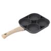 4?Hole Egg Frying Pot Pancake Pan with Wood Handle for Induction Cooker Kitchen Accessory