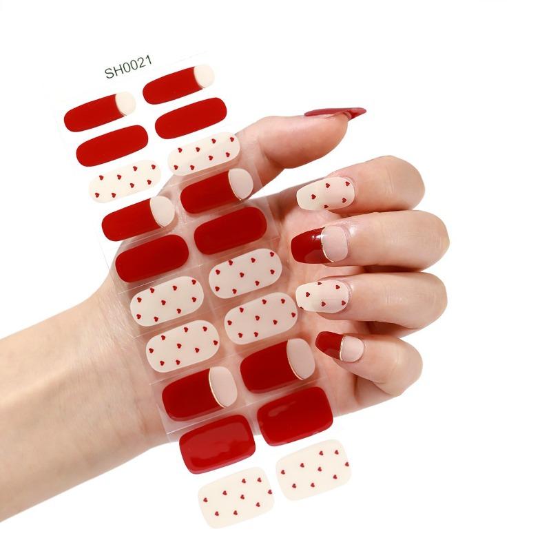 Gel Nail Sticker 20 Nail Semi-curing Lamp Nail Sticker Hardens Waterproof Full Sticker Fluorescent