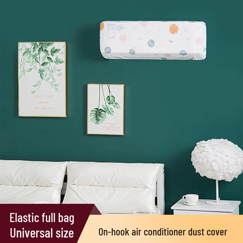 PEVA Indoor Air Conditioner Cover - Waterproof, Dustproof, Moisture-Proof, Wall-Mounted, Original Print, Full Wrap Storage