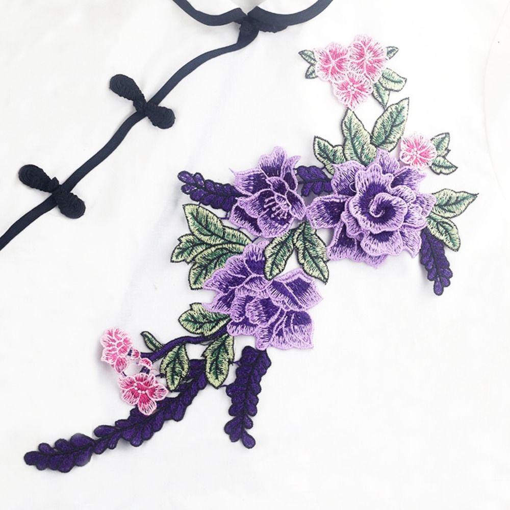 3D Значок Швейная Отделка Ципао Пион Цветок Нашивка Аксессуары для Одежды Аппликация Вышивка