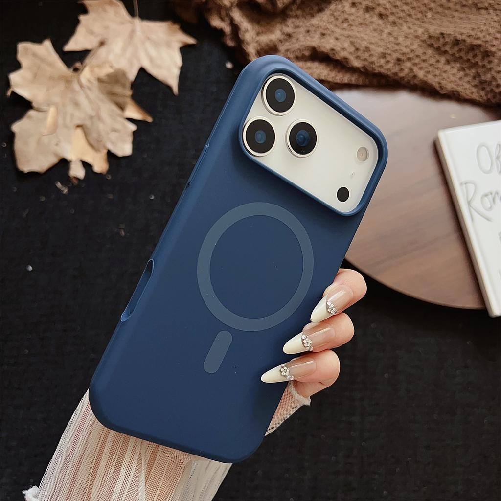 For iPhone 17 Pro Max Magnetic Case Silicone + PC Protective Phone Back Cover Compatible with MagSafe
