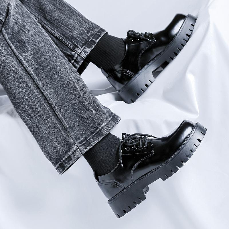 Новые британские кожаные туфли повседневная обувь увеличивают рост дорожные модные тенденции универсальные туфли дерби на платформе 3136-R