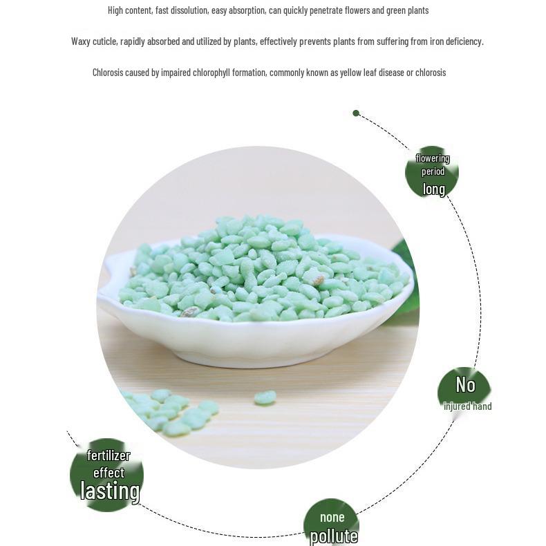 Ferrous Sulfate Fertilizer for Acid-Loving Plants: Anti-Yellowing Soil Amendment Granules with Green Vitriol Iron Boost.