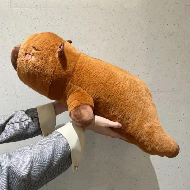 Kawaii Capybara Plush Toy Stuffed Capibara Fluffy Doll Long Sleep Soft Pillow Sofa Cushion Nap Sleeping Toys for School Xmas