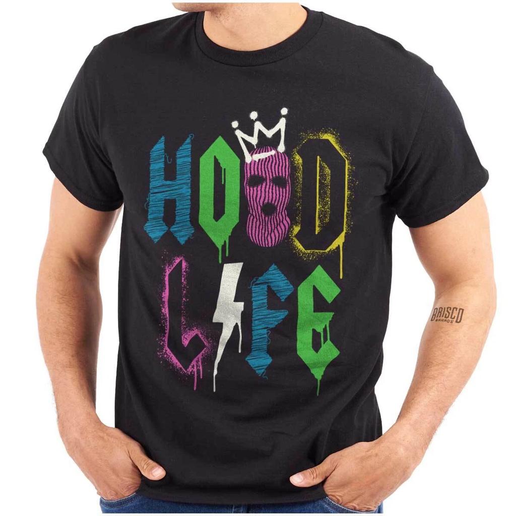 Urban Streetwear Hood Life Graffiti Crown Womens or Mens Crewneck T Shirt Tee