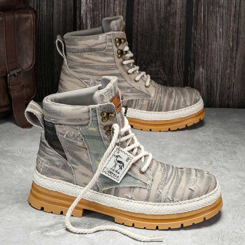 Men Cowboy Boots Outdoor Fashion Trendy All-match Style Mens Biker Boot Designed Style Popular Model Hard-wearing Male Shoes