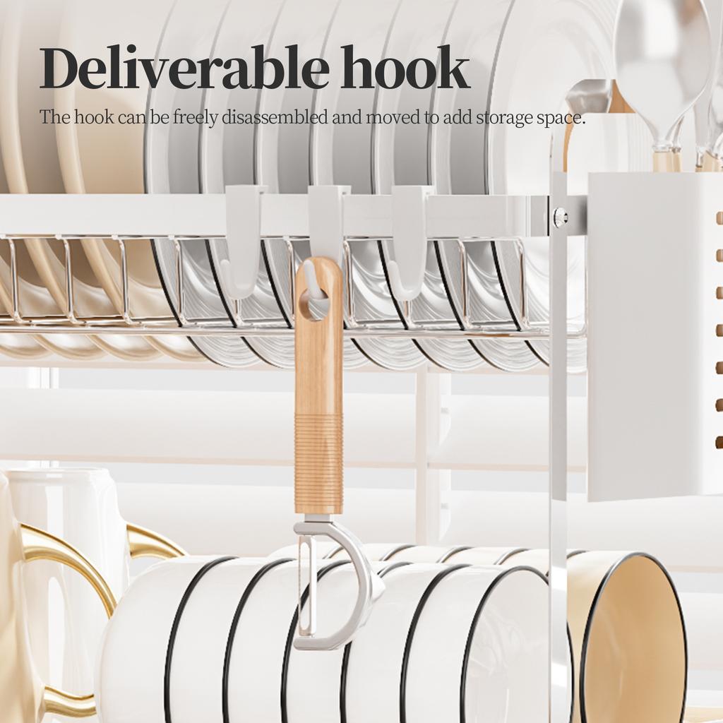 Door-Type Double-Layer Dish Rack (Flat Wire Style)