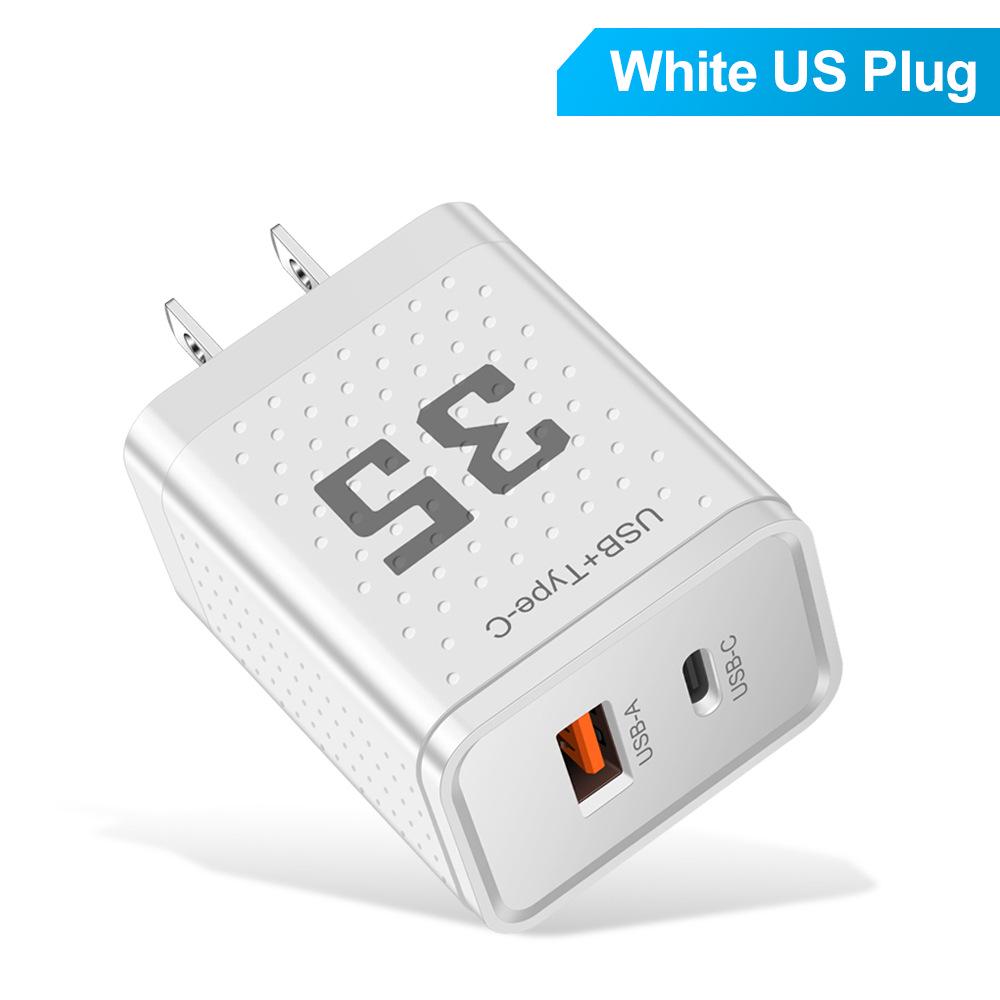 20-ваттное двойное PD+USB зарядное устройство 3A с вилками US/EU/UK