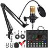 Podcast Equipment Bundle with BM800 Microphone and V8 Sound Card Double-Layer Pop Filter for  Windows Gaming Live Streaming