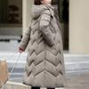 Elegant Middle Age Woman Winter Coats Hooded Casual Thick Warm Long Parkas Women's Jackets