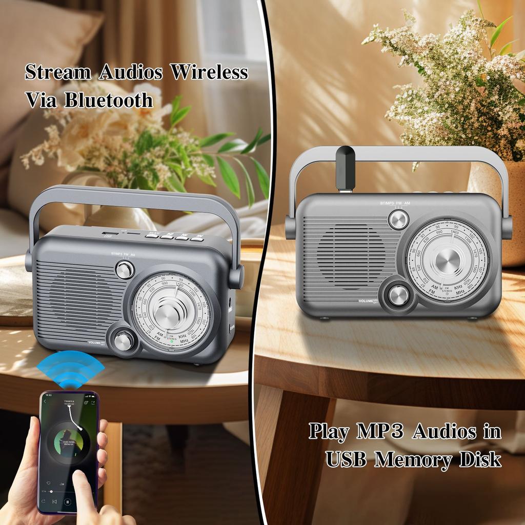 Multifunctional Wireless Bluetooth Speaker Full Band FM/AM Radio Card U Disk High Volume MP3 Player