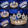 Baroque Royal Queen King Round Tiaras and Crowns for Bridal Wedding Crown Headdress Bride Diadem Birthday Gift Accessories
