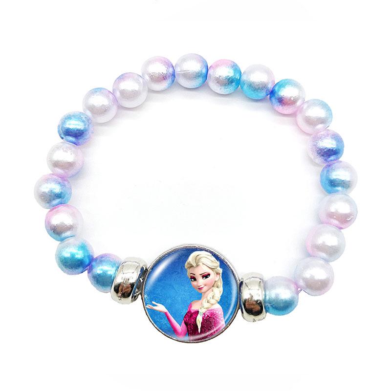 Браслет детский раздвижной с радужными бусинами «Холодное сердце» Эльза
