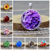 Flower Necklaces Rose Lotus Poppy Cherry Blossoms Sunflower Chains Necklace for Women Glass Cabochon Pendant Jewelry Lover Gift