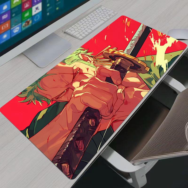 Gaming Mouse Pad Gamer Home Computer HD Mousepad XXL One Piece Zoro Keyboard Pad Carpet NonSlip Office Mouse Mats Cool For LOL