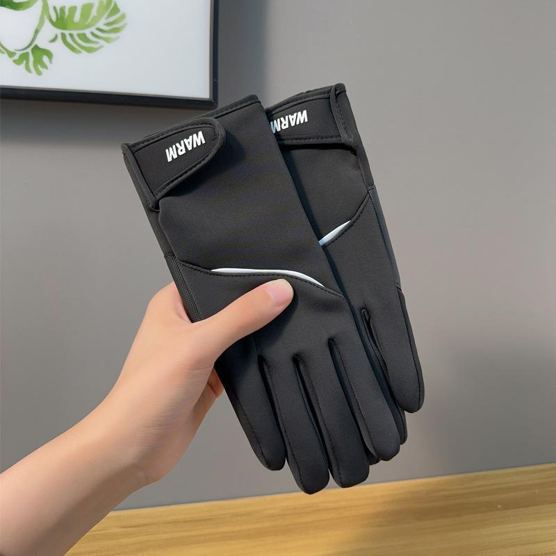 Зимние спортивные теплые водонепроницаемые бархатные ветрозащитные холодостойкие нескользящие перчатки с сенсорным экраном