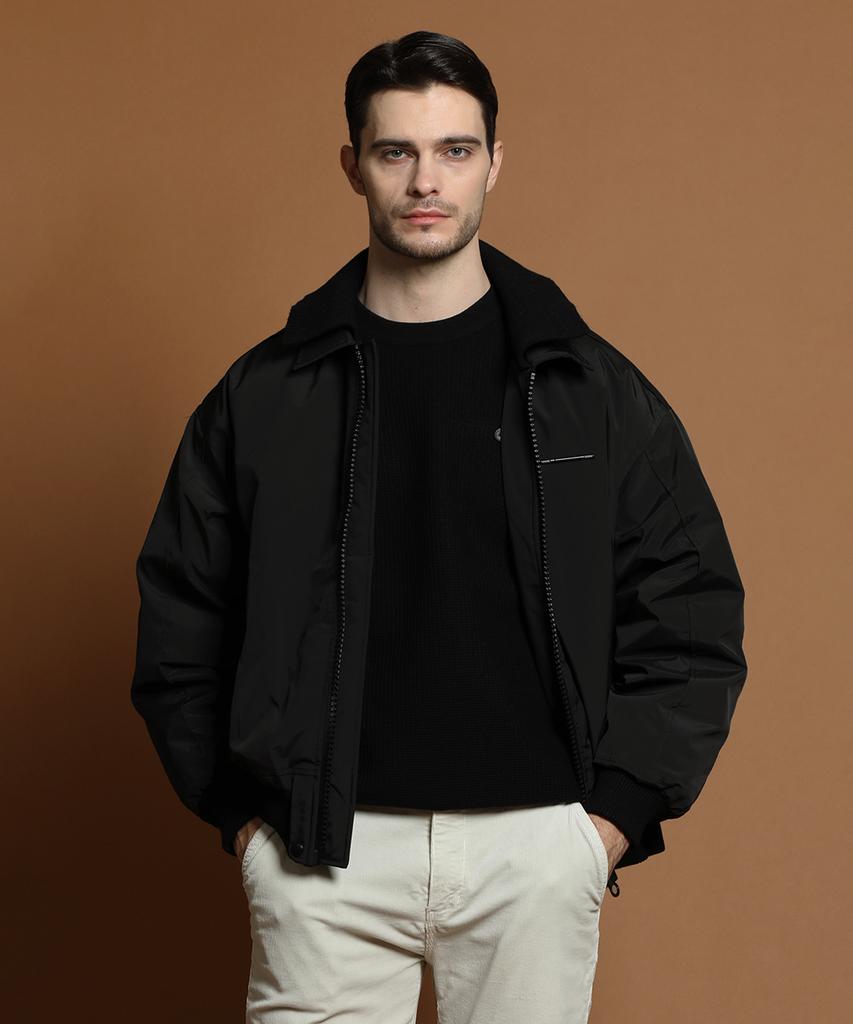 Panicale Black Duck Down Double Collar Blouson Jacket