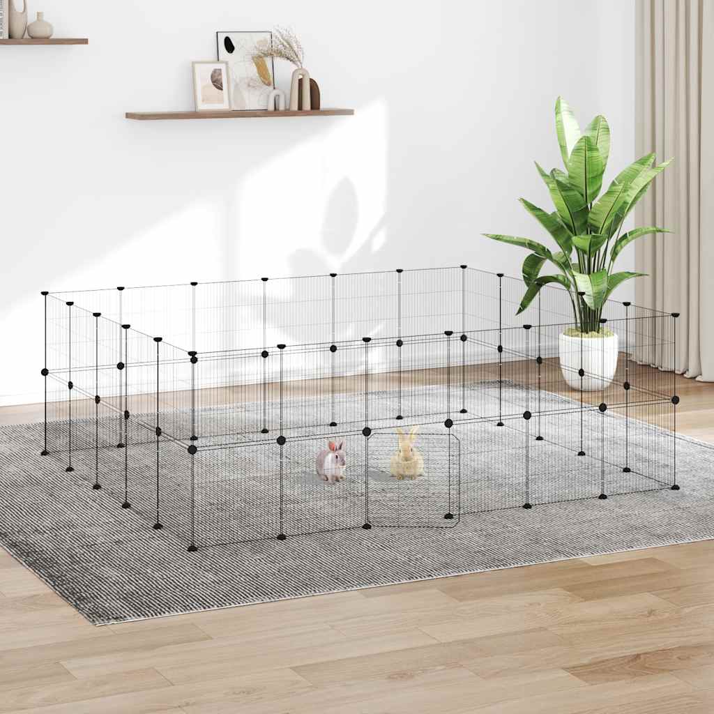 44 Piece Pet Cage with Door Black 35 x 35 cm Steel