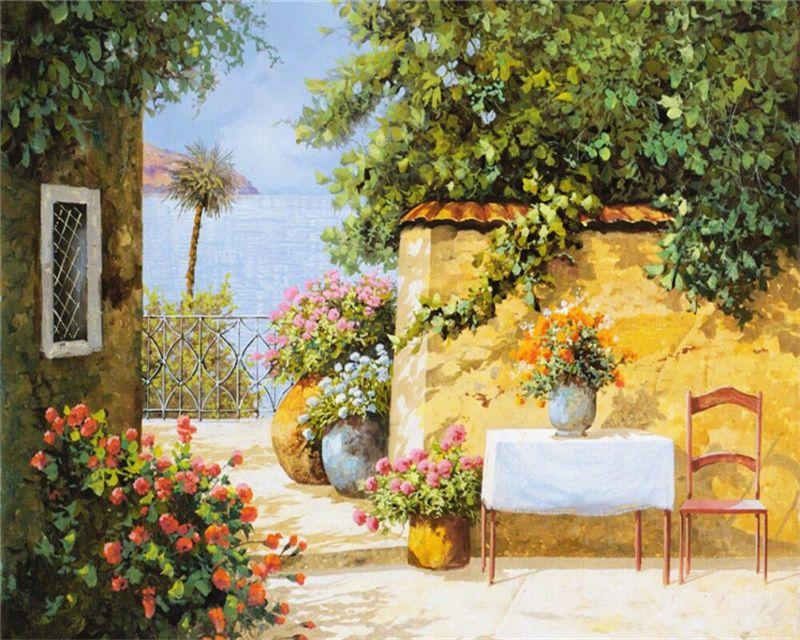 RUOPOTY Раскраска по номерам Городской пейзаж для гостиной на холсте Уникальный подарок Акриловая картина по номерам Дом