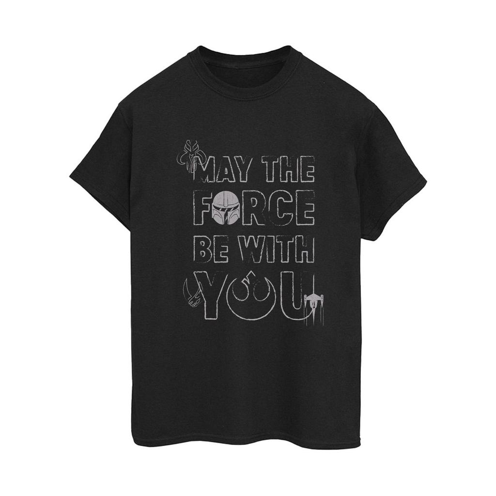Star Wars Womens/Ladies The Mandalorian May The Force Mando Cotton Boyfriend T-Shirt