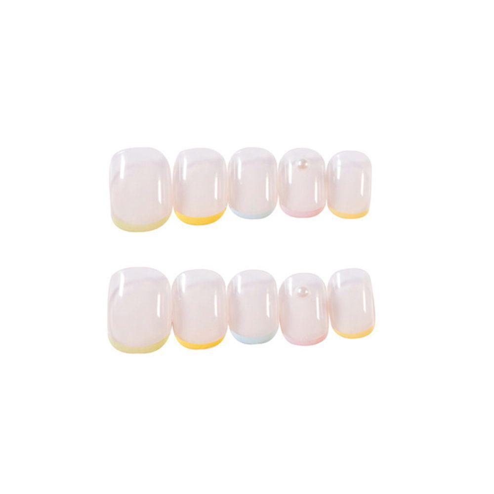 24pcs/Box Artificial Full Cover Nail Tips Wearable Ballerina False Nails Press On Nails French Style