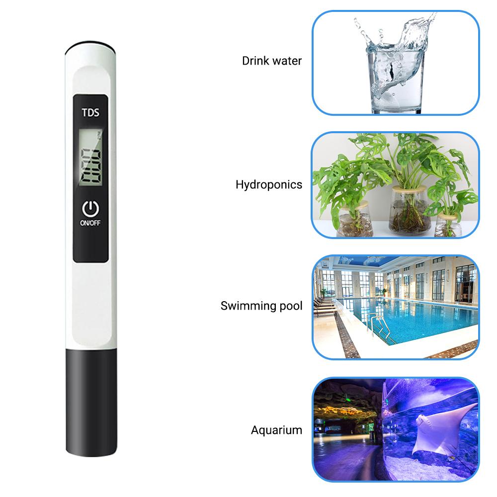 Цифровой TDS-метр в виде ручки, тестер воды с диапазоном измерения 0-9990 ppm для домашней питьевой воды, аквариумов, бассейнов