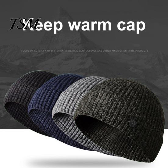 Unisex Knitted Hat Autumn Winter Warm Men Women Solid Color Exquisite Weaving Ribbed Beanies Outdoor Windproof Thick Hiking Cycling Brimless Knitting