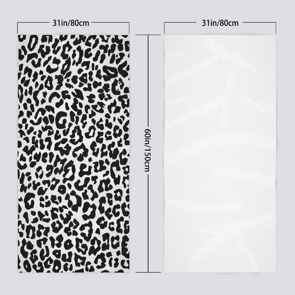 1PC Black and White Cheetah Print Beach Towel, Oversized Leopard Towel for Women, Absorbent Quick Dry Gift Microfiber Pool Towel