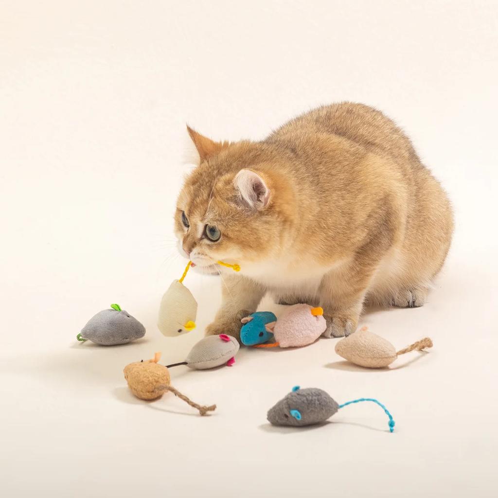 Забавная плюшевая мышь-кошка Игрушка для котенка Цветная Милая Плюшевая Фальшивая Мышь Аксессуары для домашних кошек Игрушка для питомца Мыши Кошки Игрушки с кошачьей мятой Интерактивная