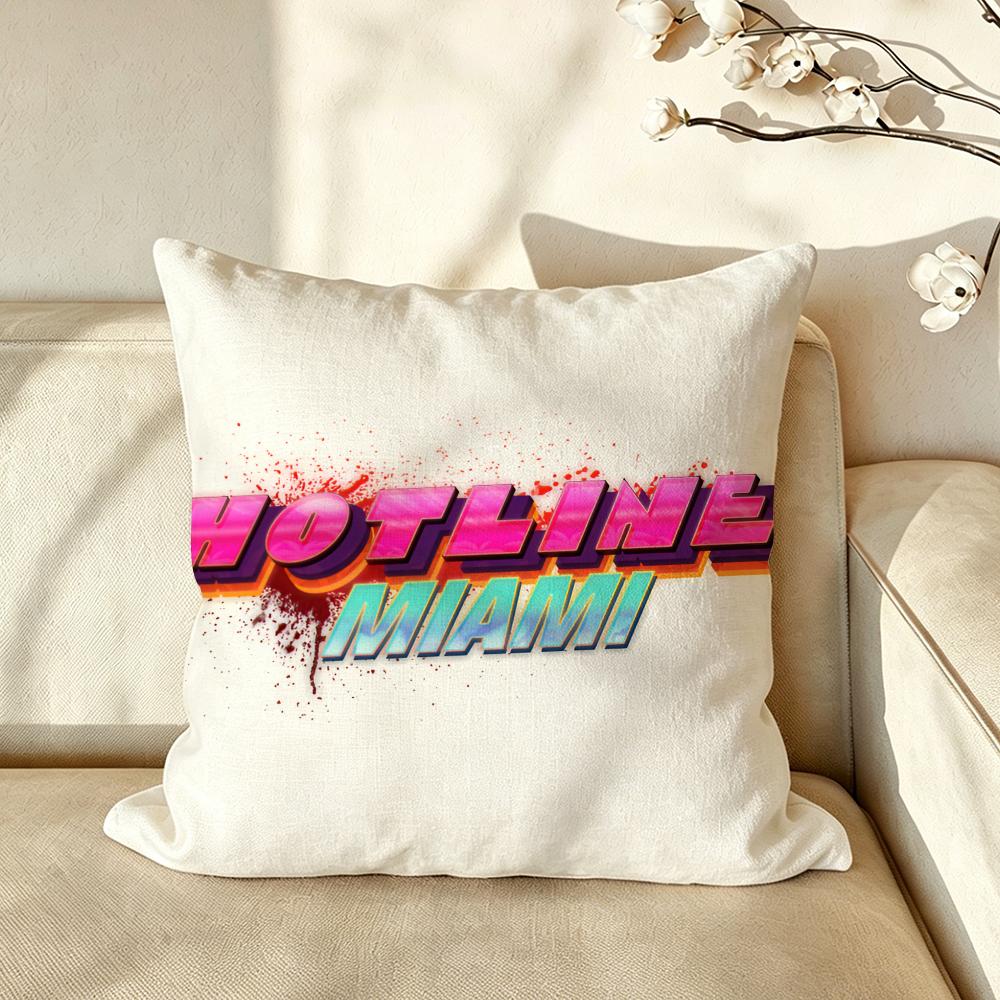 Game HHotlineMMiami Cushion Cover Pillow Case Antidustmite Pillowcase Silky Short Plush Sofa Cushion Cover hot