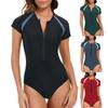 Women's Sleeveless Conservative One-piece Sexy Backless Color Matching Wetsuit With Breast Pad Swimsuit