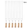 Stainless Steel Fork Wood Handle U Shaped BBQ Roast Needle Skewers Forks