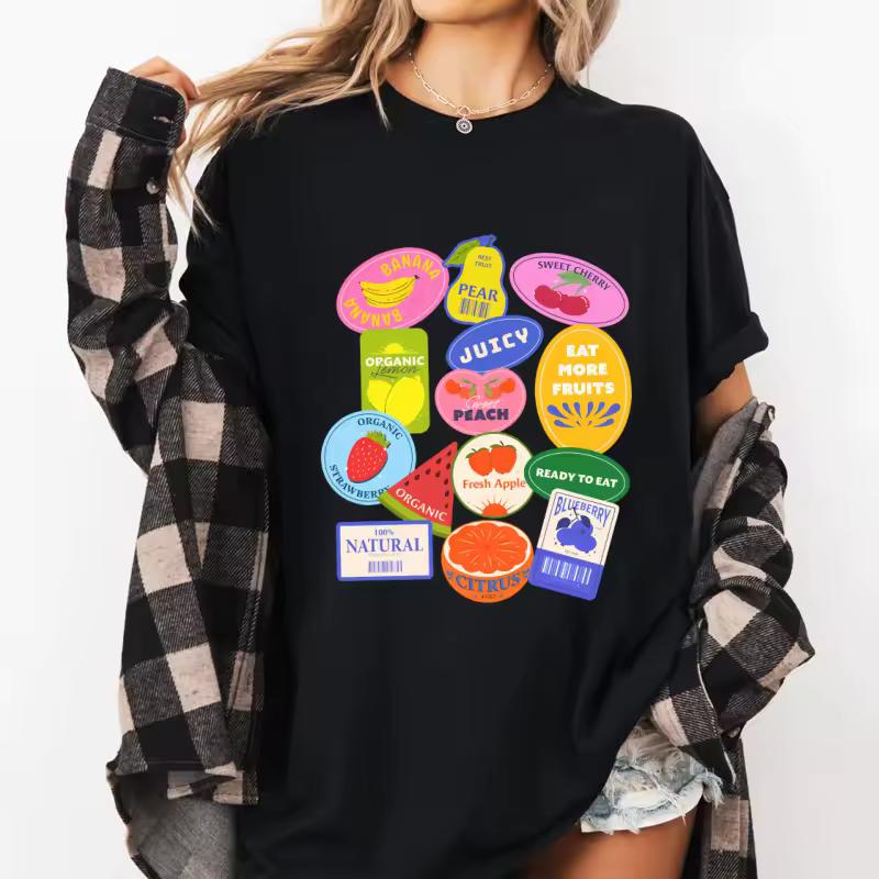 Fruit Graphic Tee Women Fashion Summer Cotton Short Sleeve T-shirts Caual Round Neck Printed T Shirt Women's Clothing