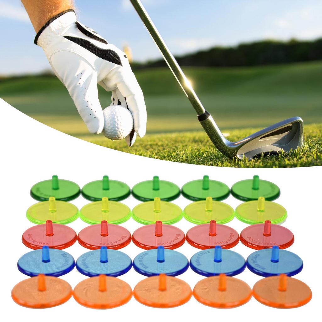 50Pcs Golf Ball Mark Position Markers Diameter 24mm Clear Plastic Flat Golf Ball Markers For Men Women Golf Games