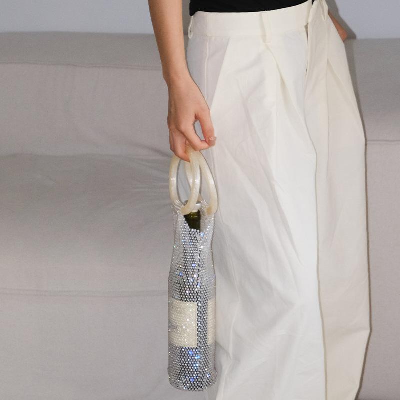 Hand-Woven Wine Storage Net Bags Portable Handbag With Bracelet  Wine Bottle Bags Tote Bags Mug Carrying Pockets Home Wine