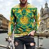 3D Ethnic Pattern Printed Fashionable Casual Long Sleeved Men's T-shirts - Soft Medium Stretch Polyester Fabric Spring and Autumn Relaxed Fit Clothing