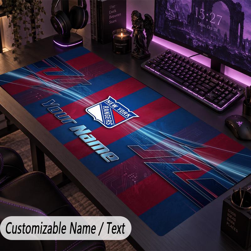 Large Mouse PadNew York Rangers Custom Name Text Personalized Desk Mat Non Slip Gaming Pad