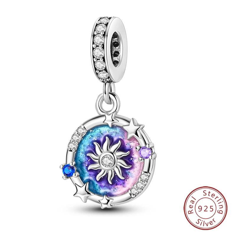 100% Медь Синий Круглый Кристалл Древо Жизни Ангел Звезда Луна Подвески Шармы Подходят для Оригинальных Браслетов DIY Ювелирные Изделия